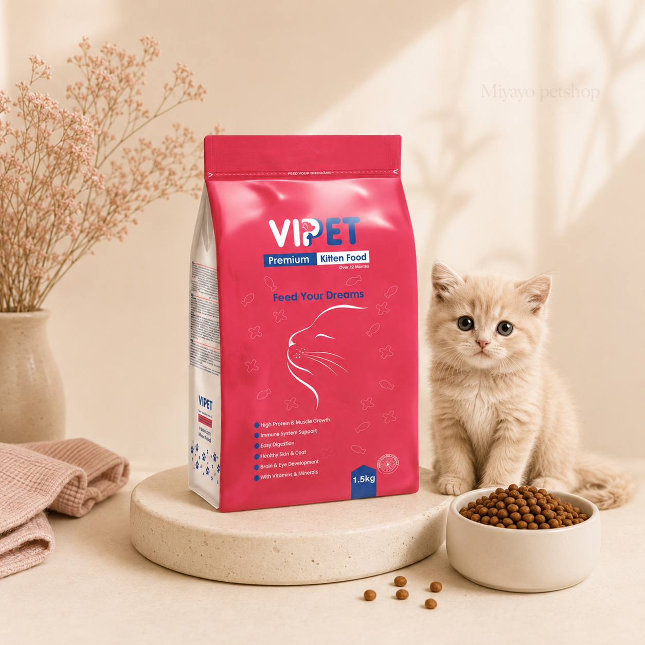 غذای گربه بالغ و بچه گربه وی پت یک کیلویی
